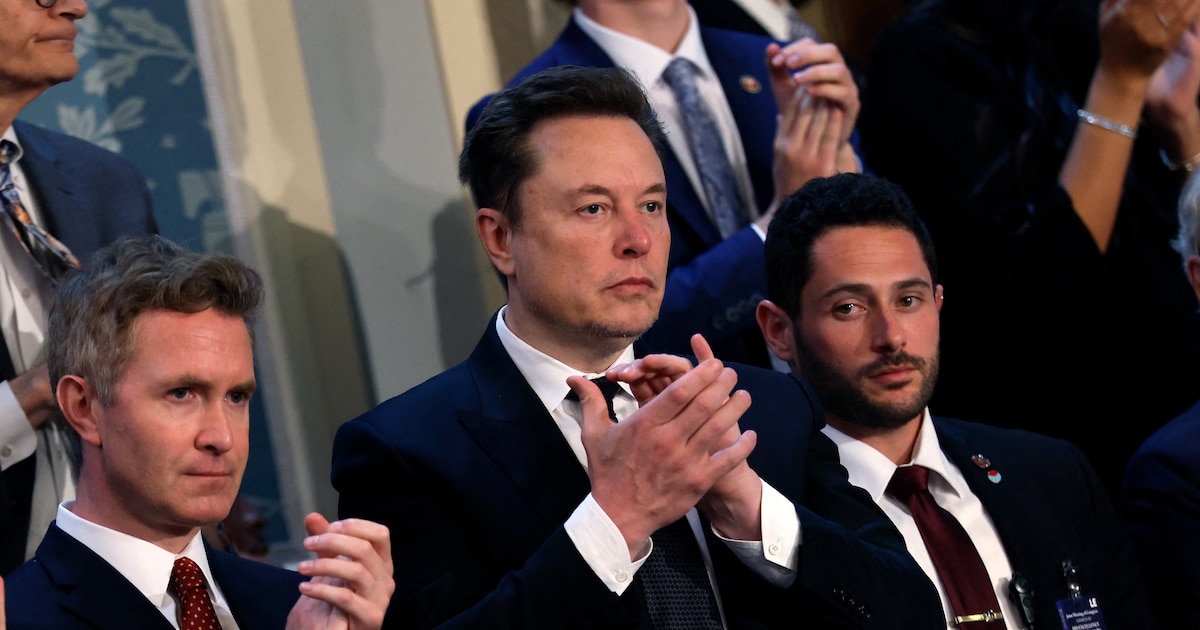 WASHINGTON, DC - JULY 24: Tesla CEO Elon Musk listens as Israeli Prime Minister Benjamin Netanyahu addresses a joint meeting of Congress in the chamber of the House of Representatives at the U.S. Capitol on July 24, 2024 in Washington, DC. Netanyahu�s visit occurs as the Israel-Hamas war reaches nearly ten months. A handful of Senate and House Democrats boycotted the remarks over Israel�s treatment of Palestine