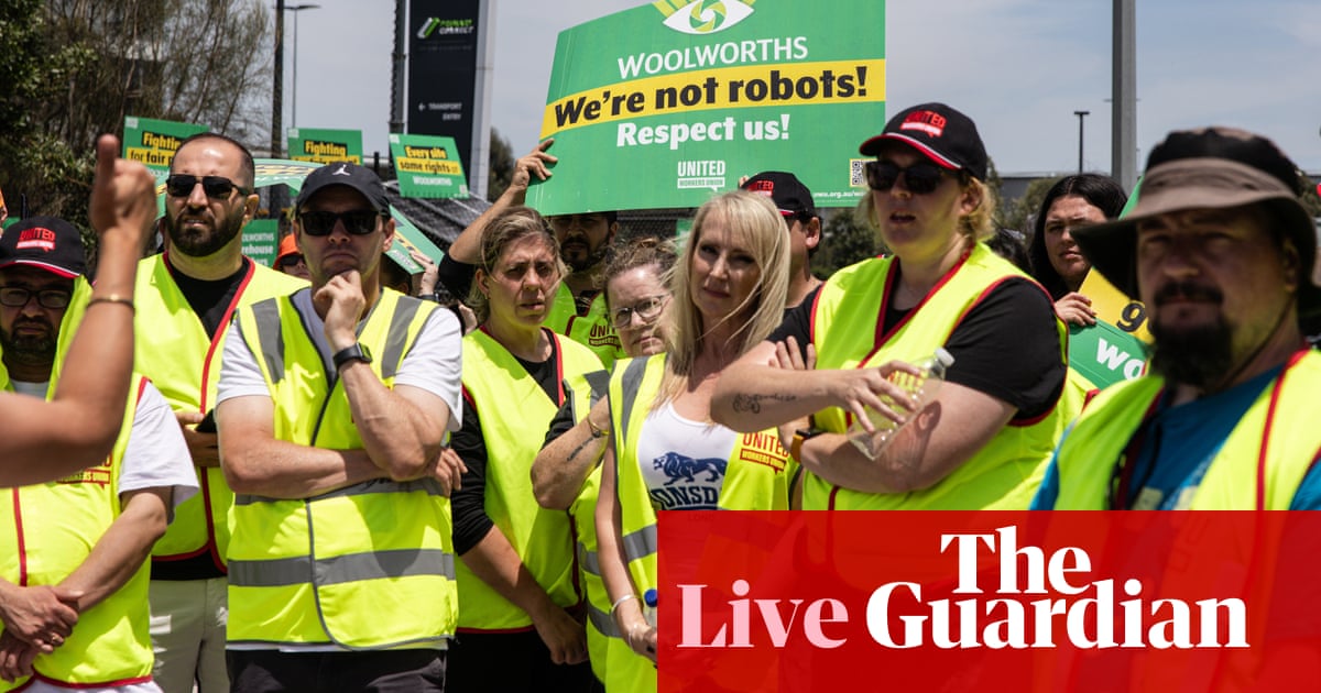 Australia news live: Woolworths workers continue strike as shelves go bare; worst state for business named