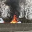 Croix de Gasperich: Voiture en feu sur l'A6 vers Luxembourg