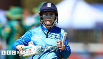 England opener Tammy Beaumont looks disappointed after being dismissed against South Africa