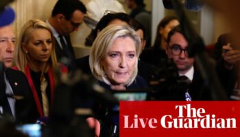 Le Pen claims no-confidence motion only way to protect French public from ‘dangerous’ budget – live