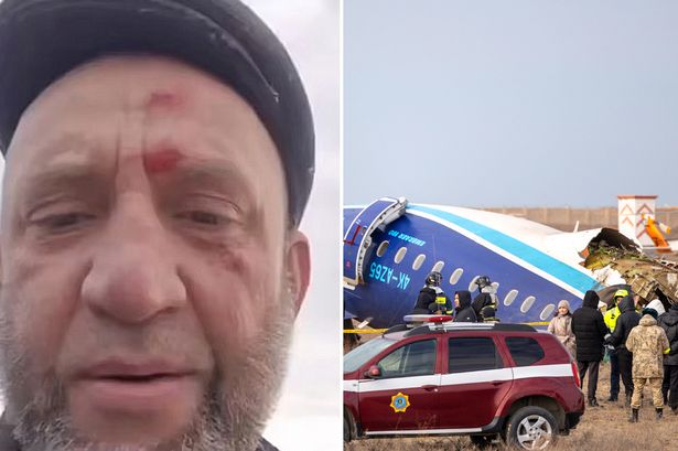 Moment man shows he survived doomed Azerbaijan Airlines crash after filming final message