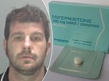 Moment 'merciless' man is handed abortion pills he later uses to force a woman to miscarry by spiking her orange juice - as he is jailed for 12 years