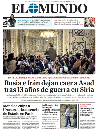 Portada de EL MUNDO del lunes 9 de diciembre de 2024