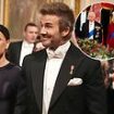 Posh's knight in shining armour! David Beckham beamed with pride as he gently guided wife Victoria through the King's Buckingham Palace Banquet... so are their invites a sign he's FINALLY back on the path to the knighthood he craves?