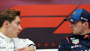 George Russell and Max Verstappen