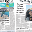 The Papers:  Israel 'sinks navy' in Syria and Rayner to force through jail plans