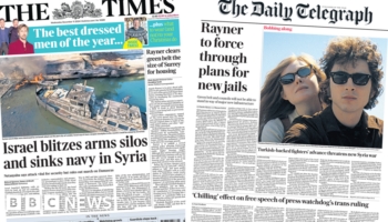 The Papers:  Israel 'sinks navy' in Syria and Rayner to force through jail plans