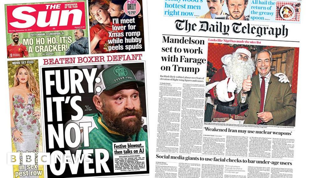 The Papers: Mandelson seeks Farage 'help' with Trump and 'not over' for Fury