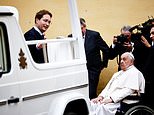 The Pope's new wheels! His Holiness is gifted a 'G-Wagon popemobile' made especially for him - and it's all-electric