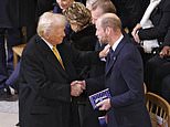 William and Donald Trump meet at Notre Dame: Prince of Wales shares a warm handshake and embrace with the President-elect at rebuilt Paris cathedral