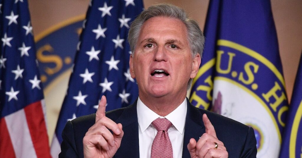 Le chef de la minorité républicaine à la Chambre des représentants, Kevin McCarthy, le 18 mars 2021 au Congrès américain