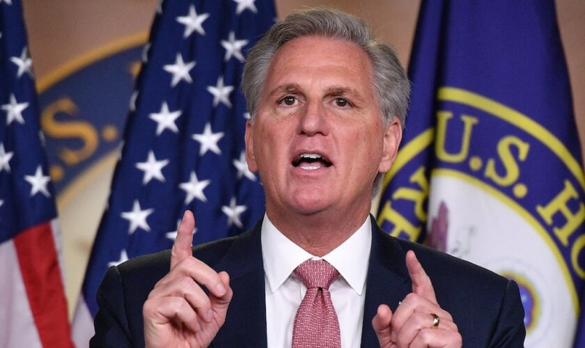 Le chef de la minorité républicaine à la Chambre des représentants, Kevin McCarthy, le 18 mars 2021 au Congrès américain