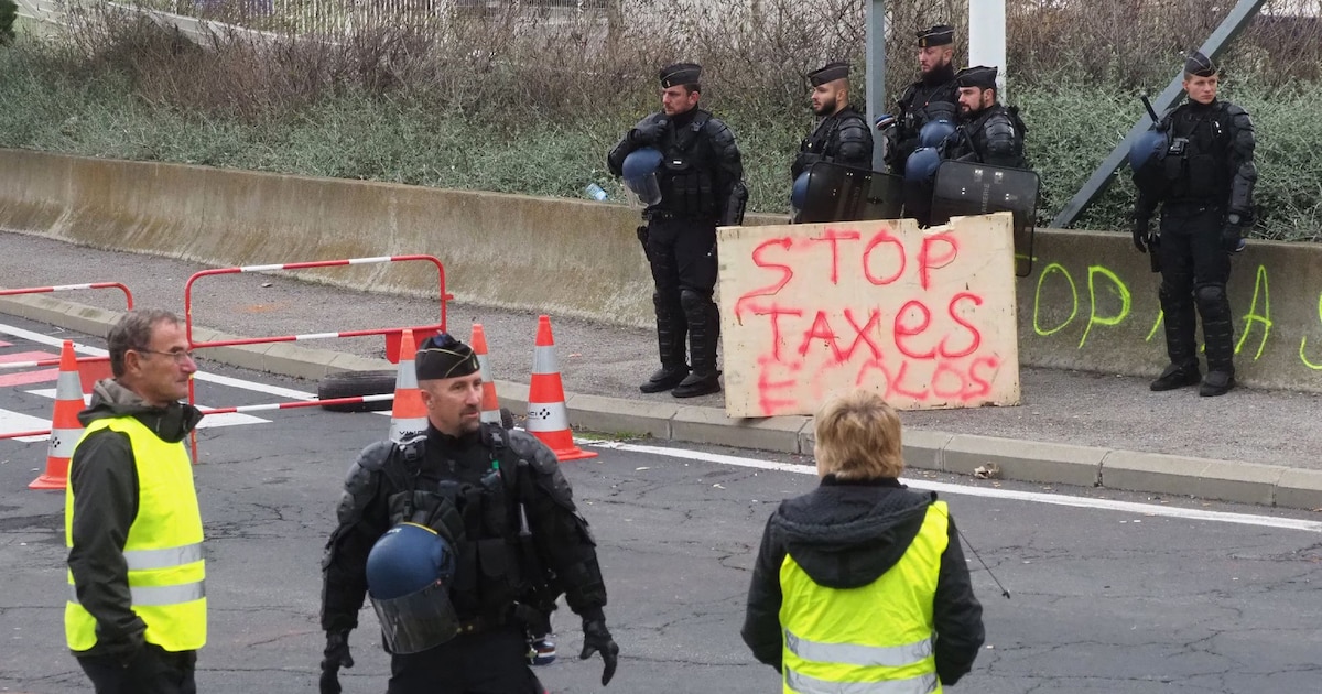 Manifestation de "gilets jaunes" à Port-La-Nouvelle, dans l'Aude, le 20 novembre 2018 (image d'illustration).