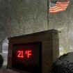 Snow fall hits New York on Saturday night. Pic: AP