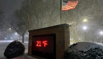 Snow fall hits New York on Saturday night. Pic: AP