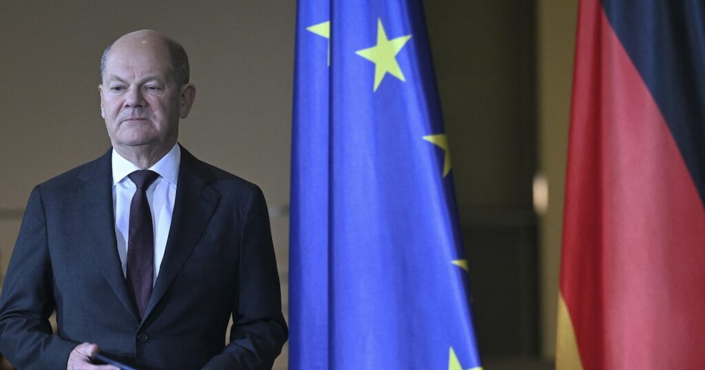 BERLIN, GERMANY - DECEMBER 08: German Chancellor Olaf Scholz holds a press conference on the developments in Syria on December 8, 2024, in Berlin