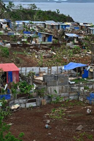 Les dégâts du cyclone Chido dans un bidonville à Kangani, à Mayotte, le 4 janvier 2025