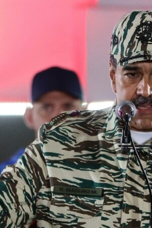 Le président vénézuélien Nicolas Maduro, pendant une cérémonie de prestation de serment pour les forces de sécurité le 7 janvier 2025 à Caracas