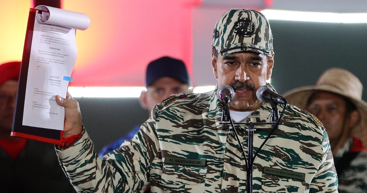 Le président vénézuélien Nicolas Maduro, pendant une cérémonie de prestation de serment pour les forces de sécurité le 7 janvier 2025 à Caracas