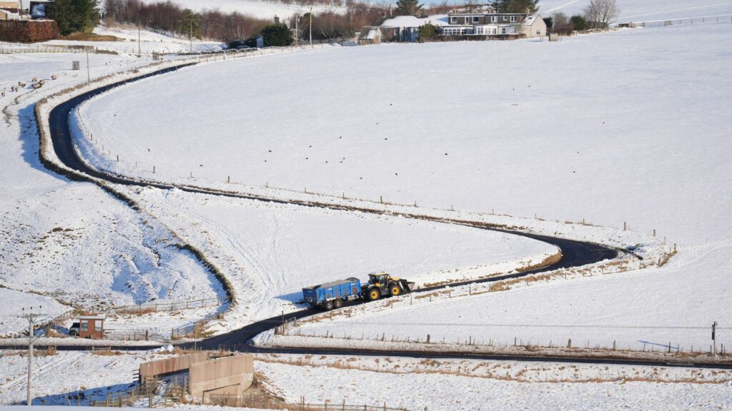 Snowy fields near Heriot in the Scottish Borders. Pic: PA