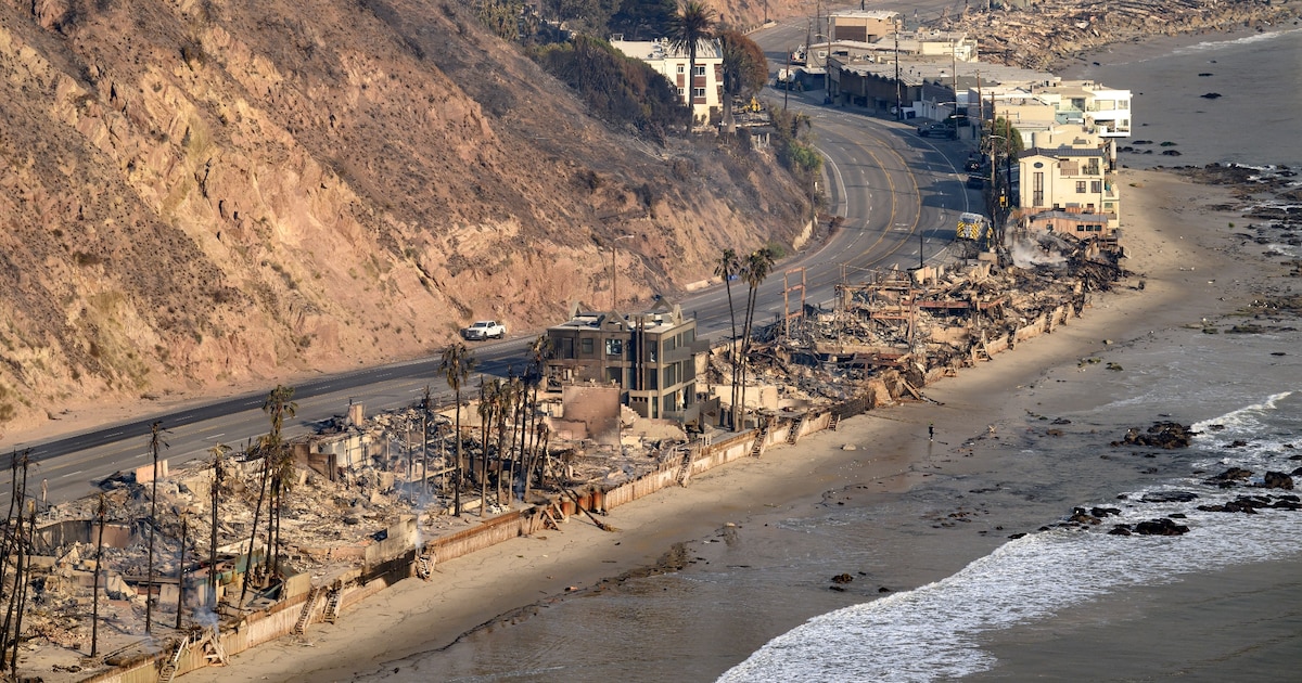 Des maisons détruites par un incendie, le 9 janvier 2025 à Malibu (Etats-Unis)