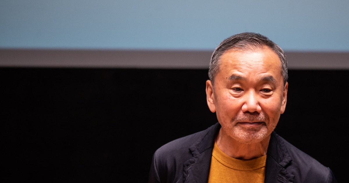 Japanese writer Haruki Murakami attends a press conference during a media preview of The Waseda International House of Literature, also known as Haruki Murakami Library, which is designed by Japanese architect Kengo Kuma, at Waseda University in Tokyo on September 22, 2021. (Photo by Philip FONG / AFP)