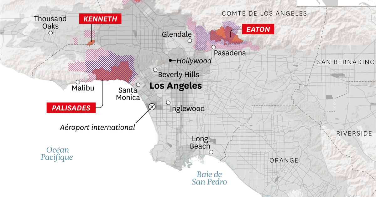 La carte des incendies à Los Angeles : retour du vent et situation “extrêmement dangereuse”