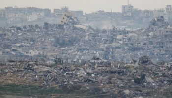 Destroyed buildings in north Gaza. Pic: Reuters