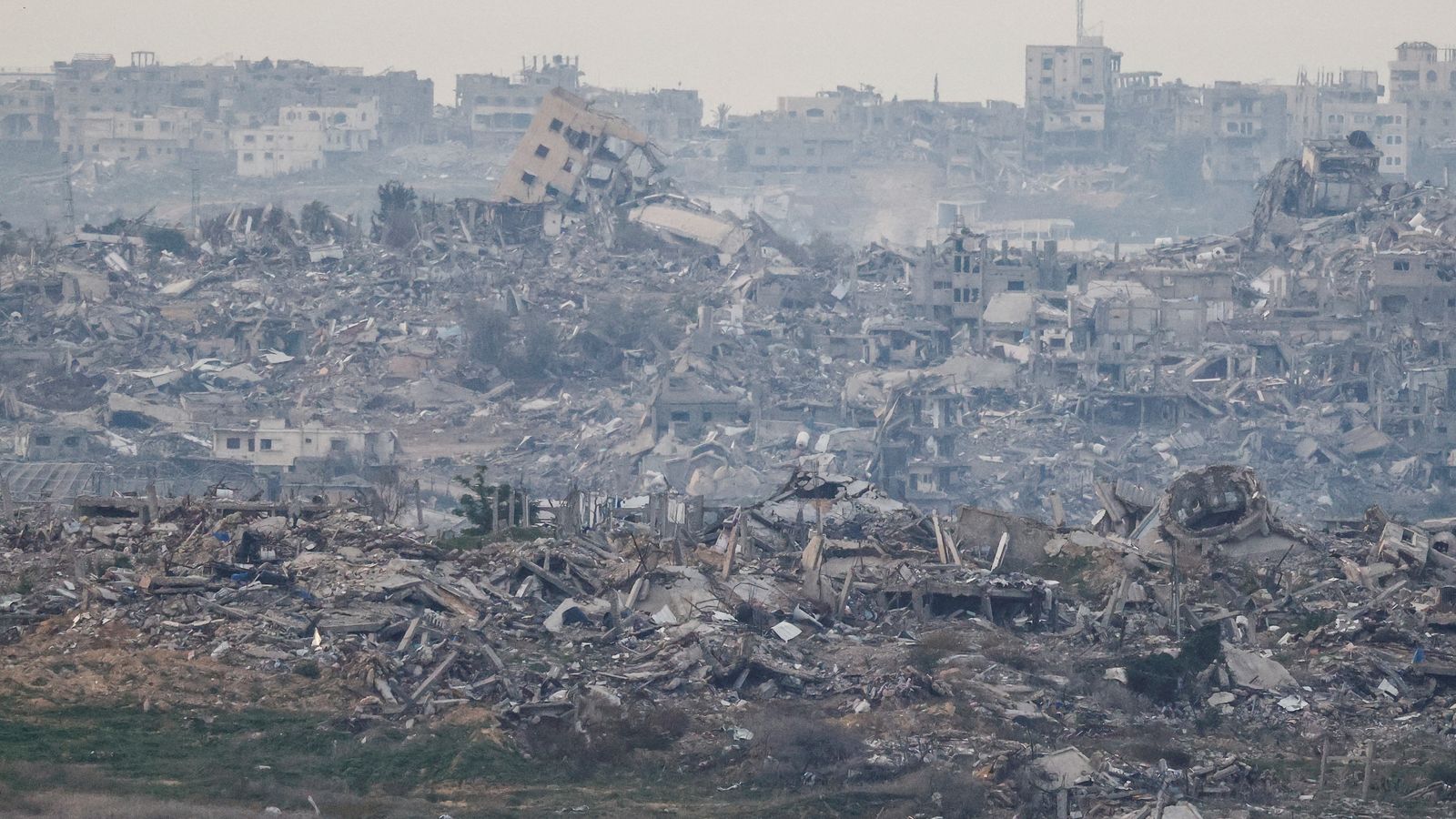 Destroyed buildings in north Gaza. Pic: Reuters