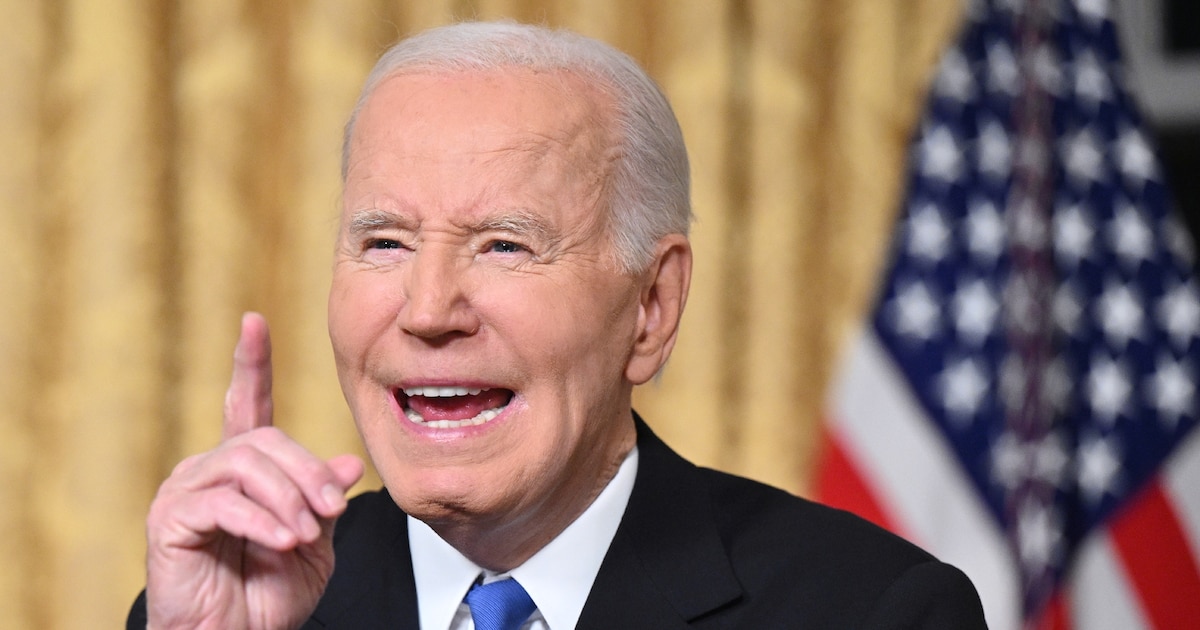 Le président américain sortant Joe Biden prononce son discours d'adieu dans le bureau ovale de la Maison Blanche à Washington, le 15 janvier 2025