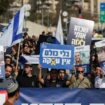 People protest a ceasefire deal in Jerusalem, 16 January 2025. Pic: Reuters