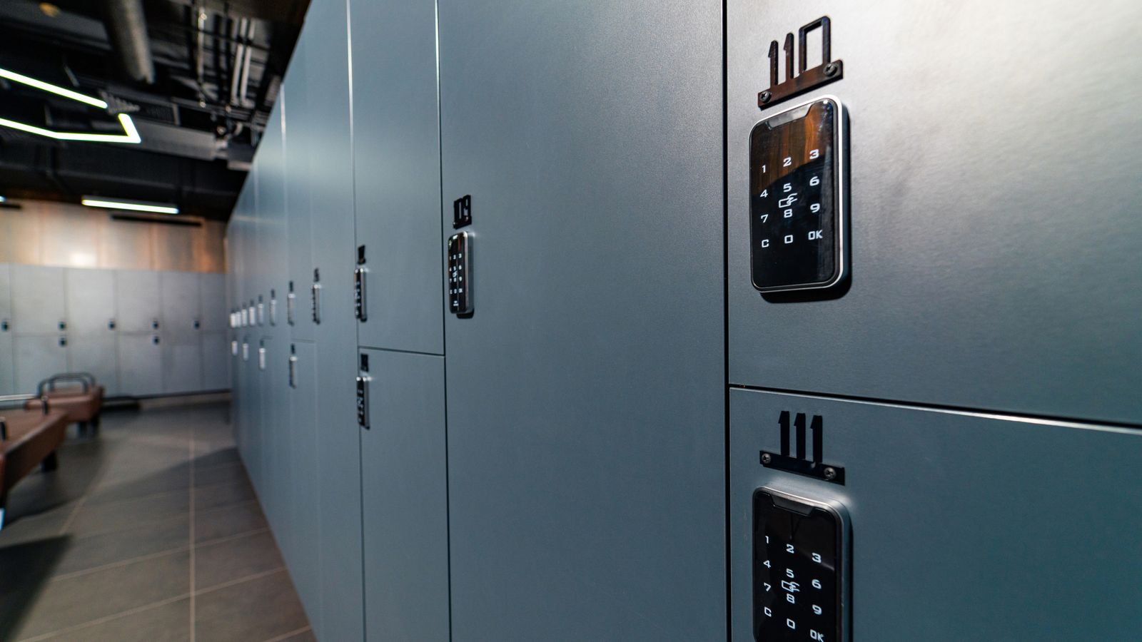 Luxury dark closet lockers. Modern fitness club locker room. Pic: iStock/Vadym Terelyuk