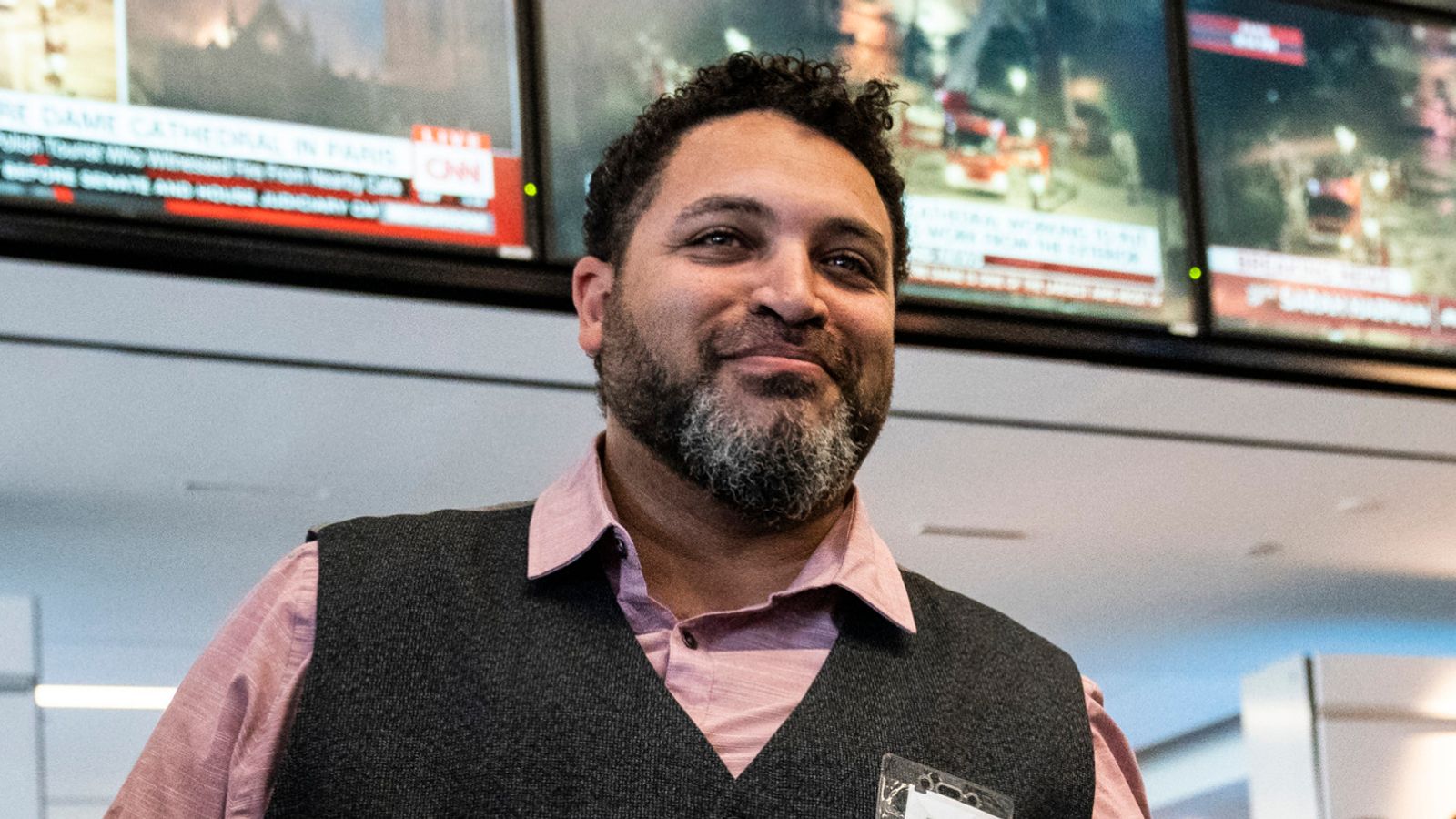 Darrin Bell at the Washington Post office after winning a Pulitzer Prize for Editorial Cartooning in 2019. Pic: AP