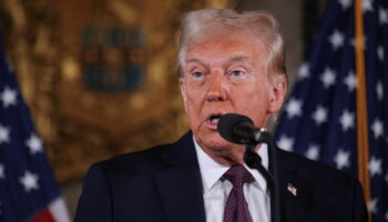 U.S. President-elect Donald Trump makes remarks at Mar-a-Lago in Palm Beach, Florida, U.S. January 7, 2025. REUTERS/Carlos Barria