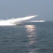 Iran underground naval base has speed boats which can launch missiles. Pic: APTN