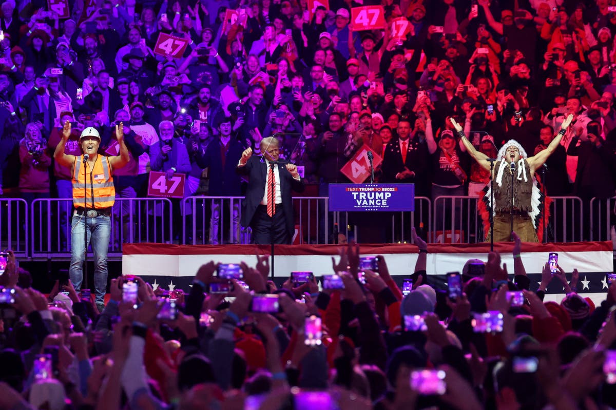 Village People once tried to stop Trump using their music. Now they’re dancing on stage with him