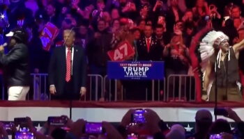 Donald Trump dances to YMCA with Village People at Washington DC victory rally