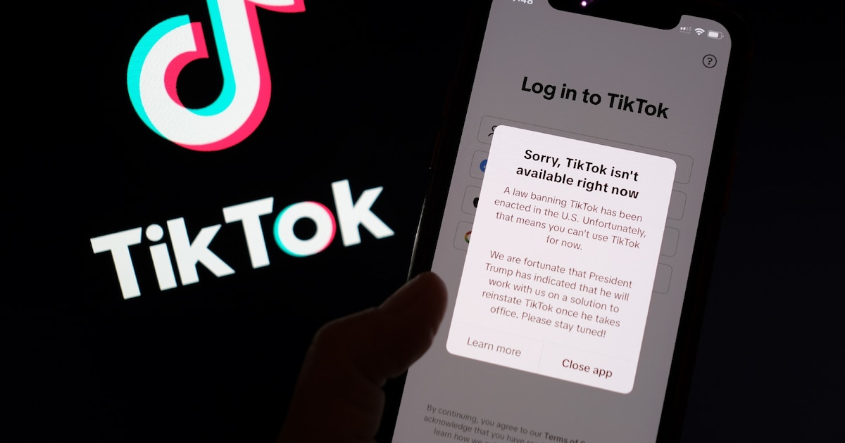 Le message affiché sur l'application TikTok dimanche