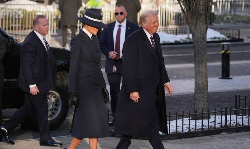 Melania Trump wears navy coat and hat for Inauguration Day church visit