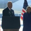 Former president Joe Biden addressed members of his administration at Joint Base Andrews.