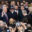 Mr Trump is sworn in by Chief Justice Roberts. Pic: AP