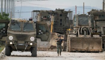 Israeli army vehicles in the West Bank city of Jenin on 22 January. Pic: AP