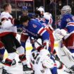 Rangers goalie Igor Shesterkin trades blows with Senators star as game descends into chaos