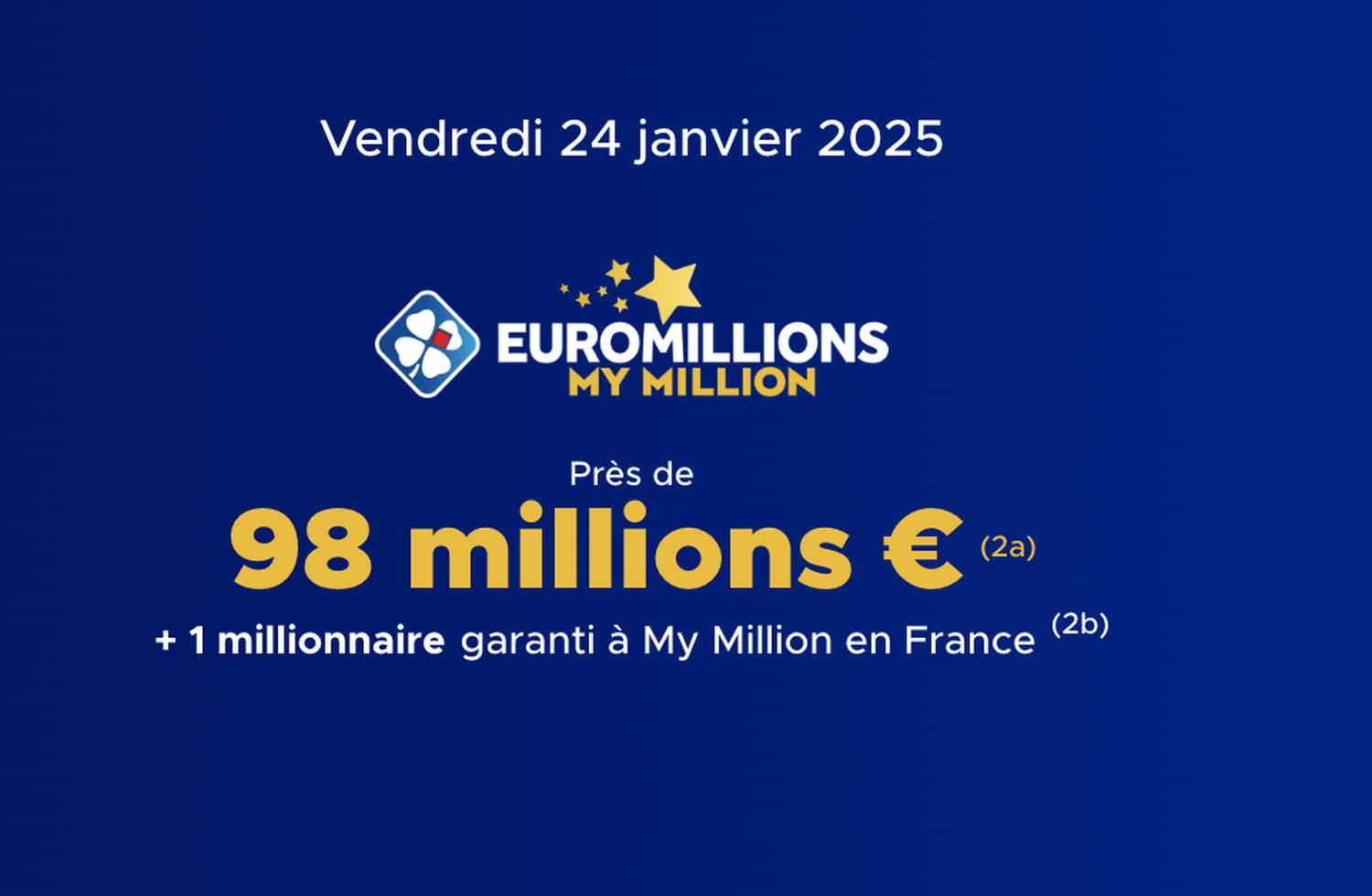 Résultat Euromillions (FDJ) : le tirage de ce vendredi 24 janvier 2025, 98 millions d'euros en jeu