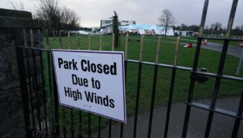 An ice skating facility in Blanchardstown, Dublin, destroyed by strong winds. File pic: PA