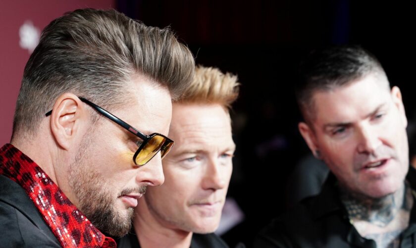 (L-R) Keith Duffy, Ronan Keating and Shane Lynch at the world premiere of Boyzone: No Matter What, at London's Roundhouse. Pic: PA