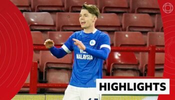 Cardiff City's Cian Ashford celebrates scoring against Sheffield United