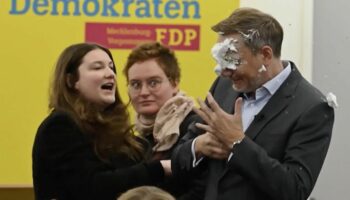 Attacke im Video: Linke Lokalpolitikerin wirft Christian Lindner Schaumtorte ins Gesicht