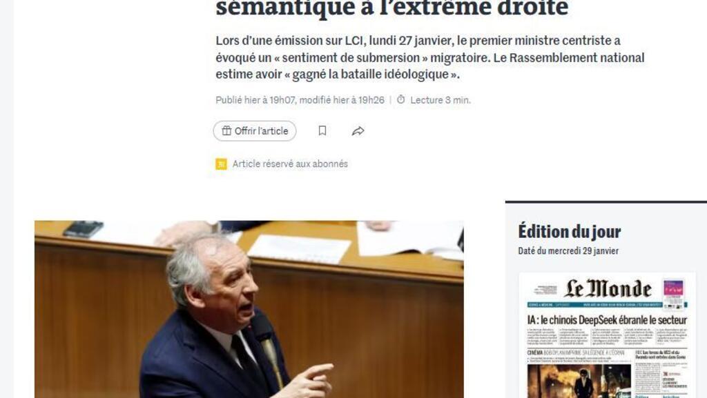 Bayrou et la "submersion migratoire: "Une victoire sémantique de l'extrême-droite"